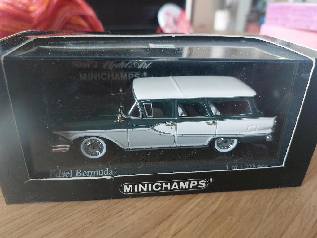 Minichamps Edsel Bermuda Station Wagon de 1958 green met 1/4, Ophalen of Verzenden, Nieuw, Auto, MiniChamps