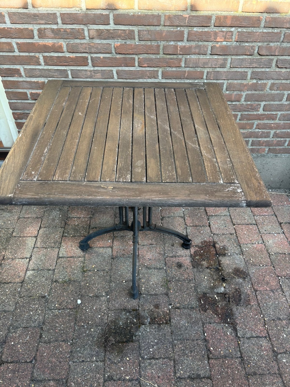 Table de patio en teck, Enlèvement, Utilisé, Carré, Bois de teck
