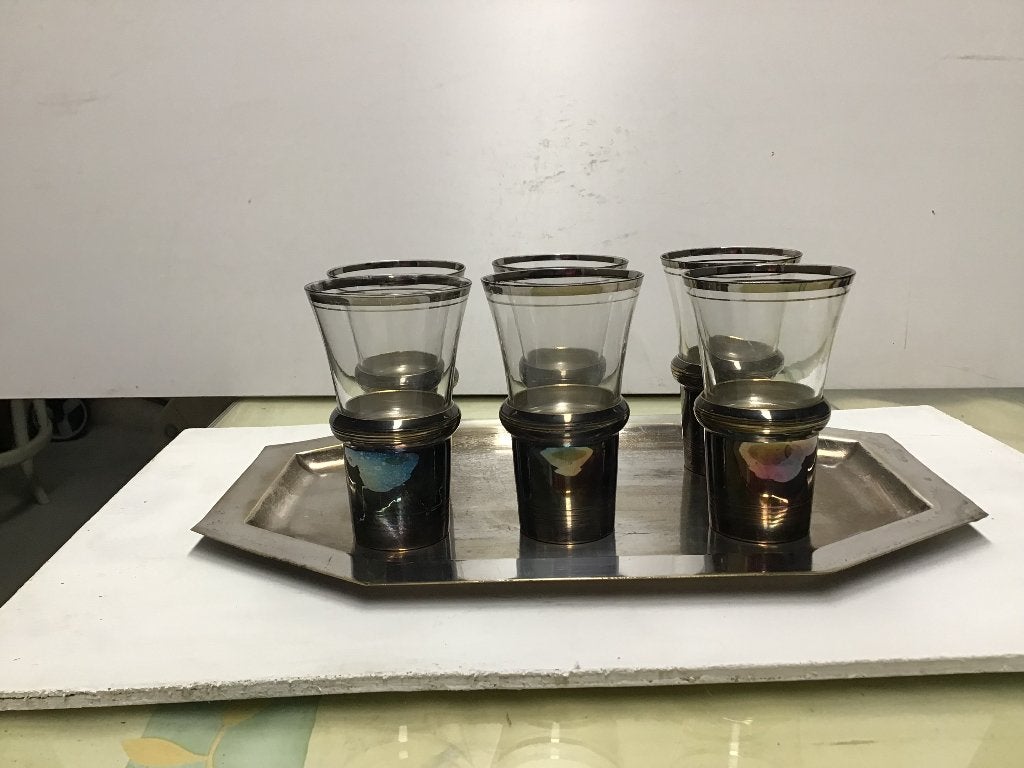 Theeservies glas in zilveren houders (6 stuks), Ophalen
