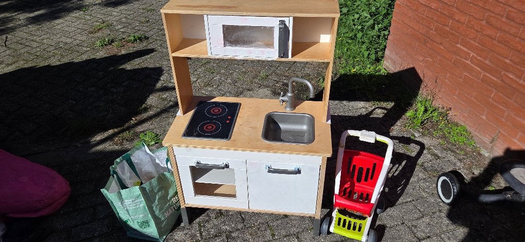 speel keuken met toebehoeren, Ophalen, Gebruikt, Hout, Speelkeuken-accessoire