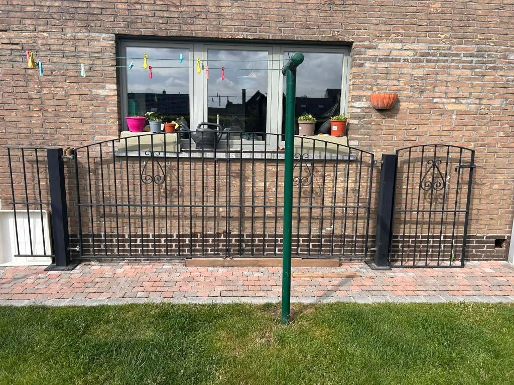 tuinhek, 2 delig met zijpoortje, Ophalen, Gebruikt, Staal, 100 tot 150 cm