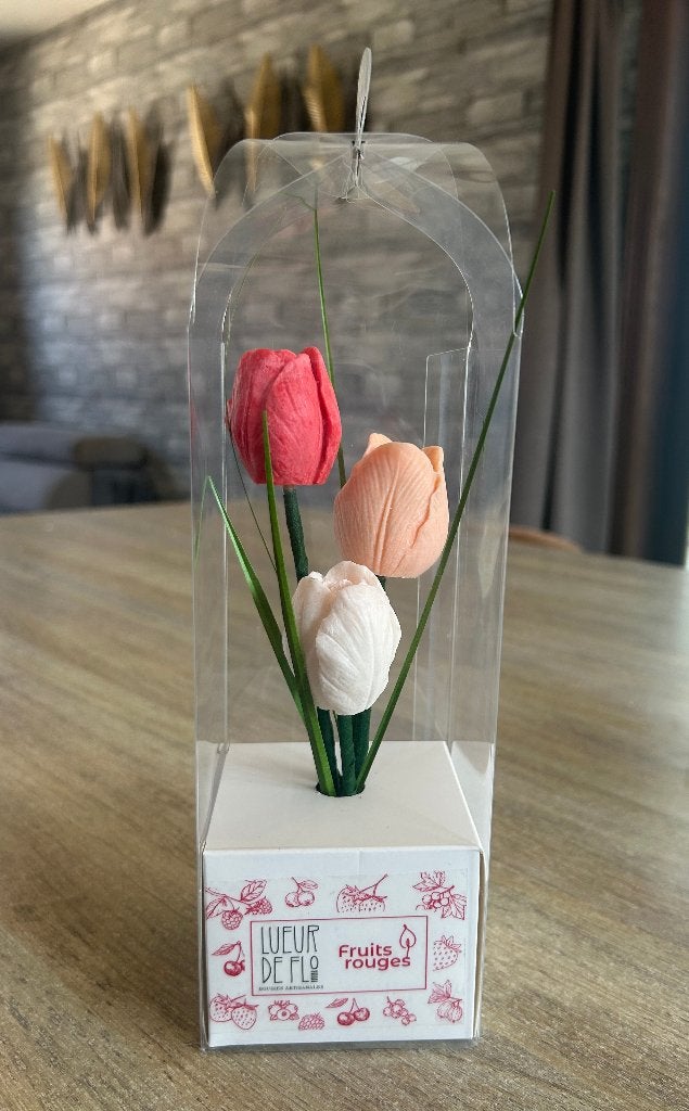 Coffret 3 fondants (bougies) tulipes parfumées Bio, Enlèvement ou Envoi, Bougie, Multicolore, Cire