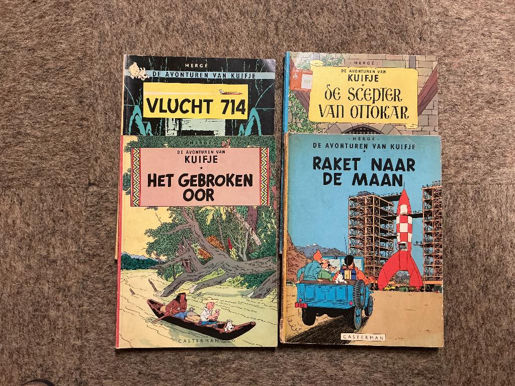 4 strips van Kuifje, Boeken, Meerdere stripboeken, Ophalen of Verzenden, Gelezen, Herge