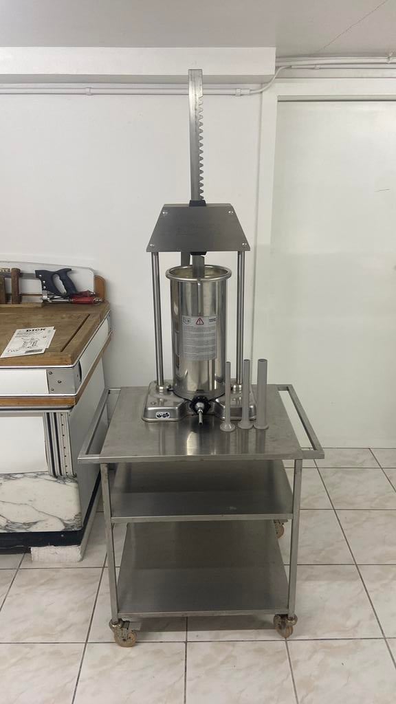 Remplisseur manuel de 12 litres de Dick avec table inox, Articles professionnels, Horeca | Équipement de cuisine, Enlèvement, Utilisé
