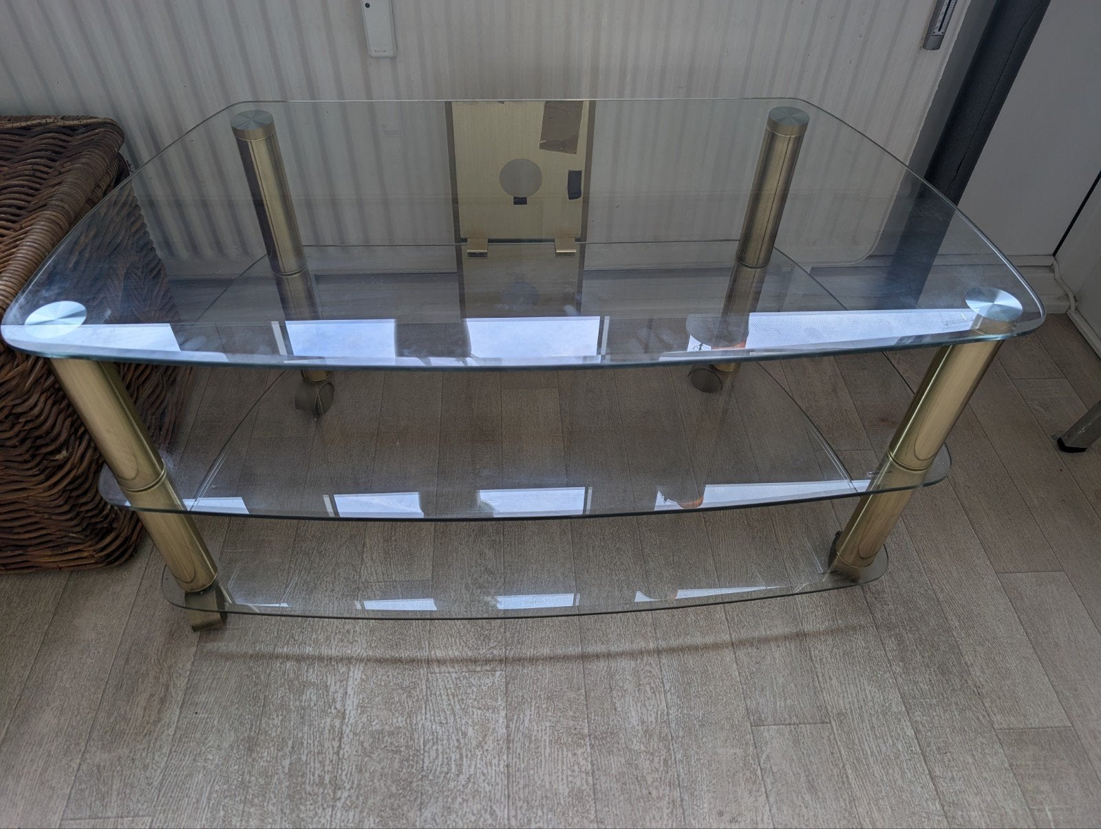 tv tafel in glas, Huis en Inrichting, Ophalen, Gebruikt, Glas