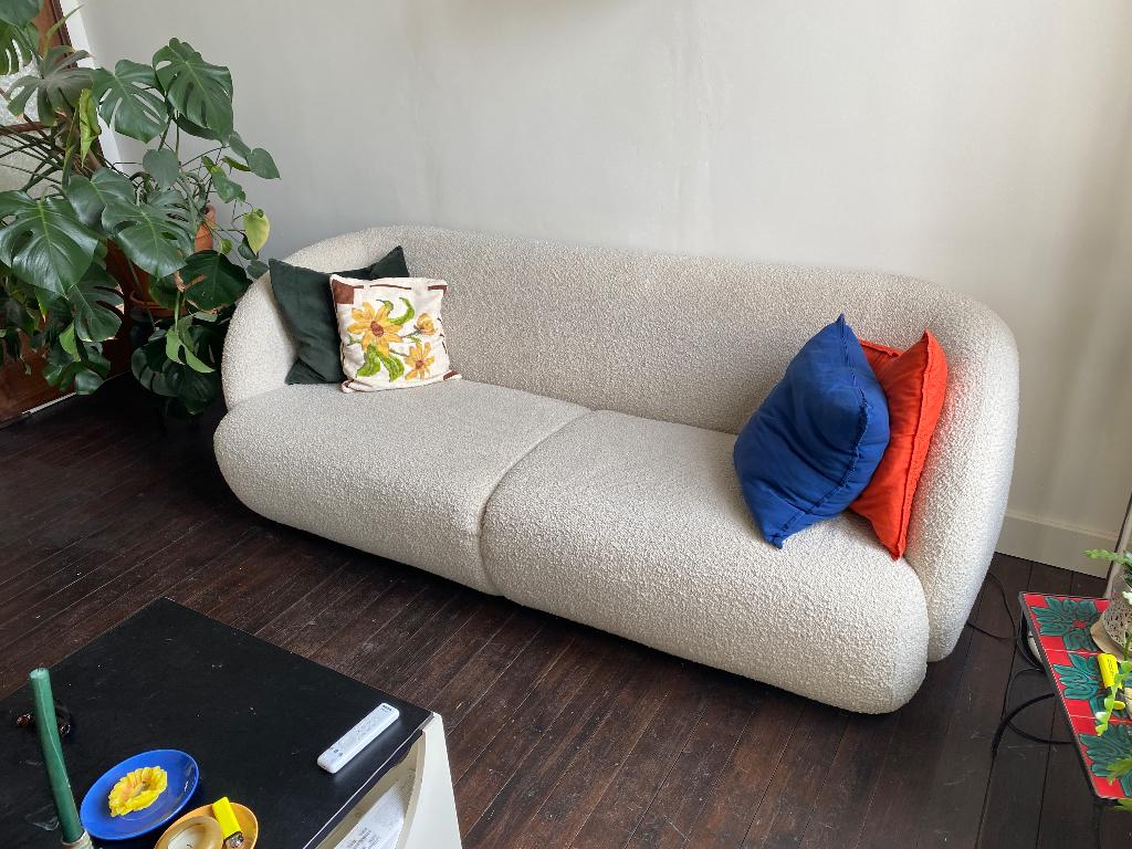 fauteuil design en bouclé - Sofacompany, Bois, 200 à 250 cm, Banc droit, Organic, sculptural, elegant
