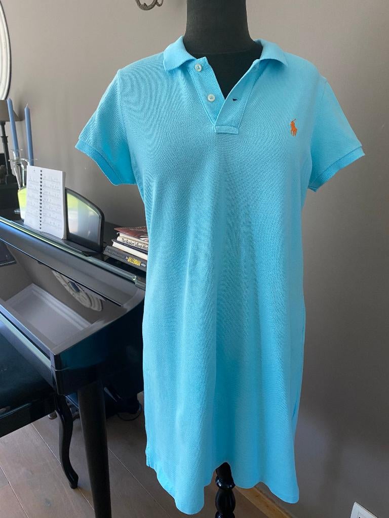 Polo Ralph Lauren turquoise polo piqué korte jurk - L, Kleding | Dames, Maat 38/40 (M), Overige kleuren, Ophalen of Verzenden