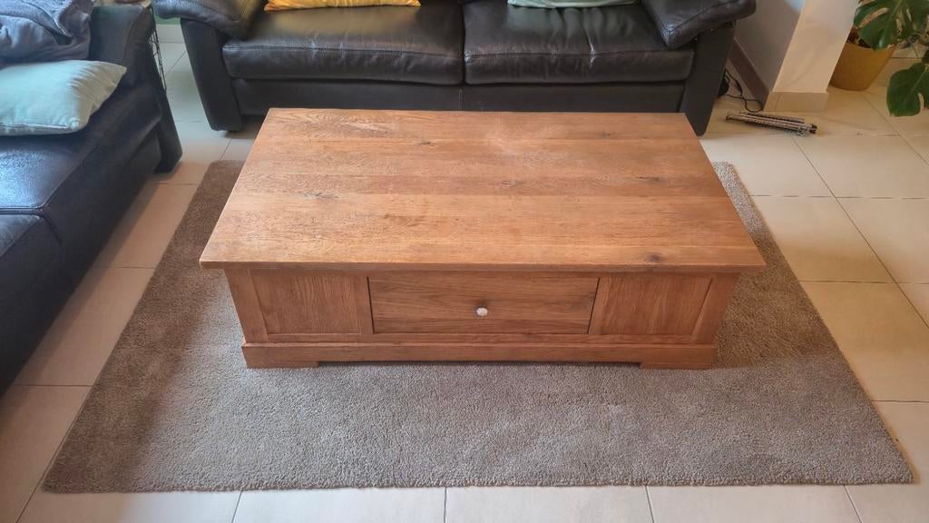 Salontafel massief hout, recent gerenoveerd, Ophalen, Eikenhout, 100 tot 150 cm, 50 tot 100 cm