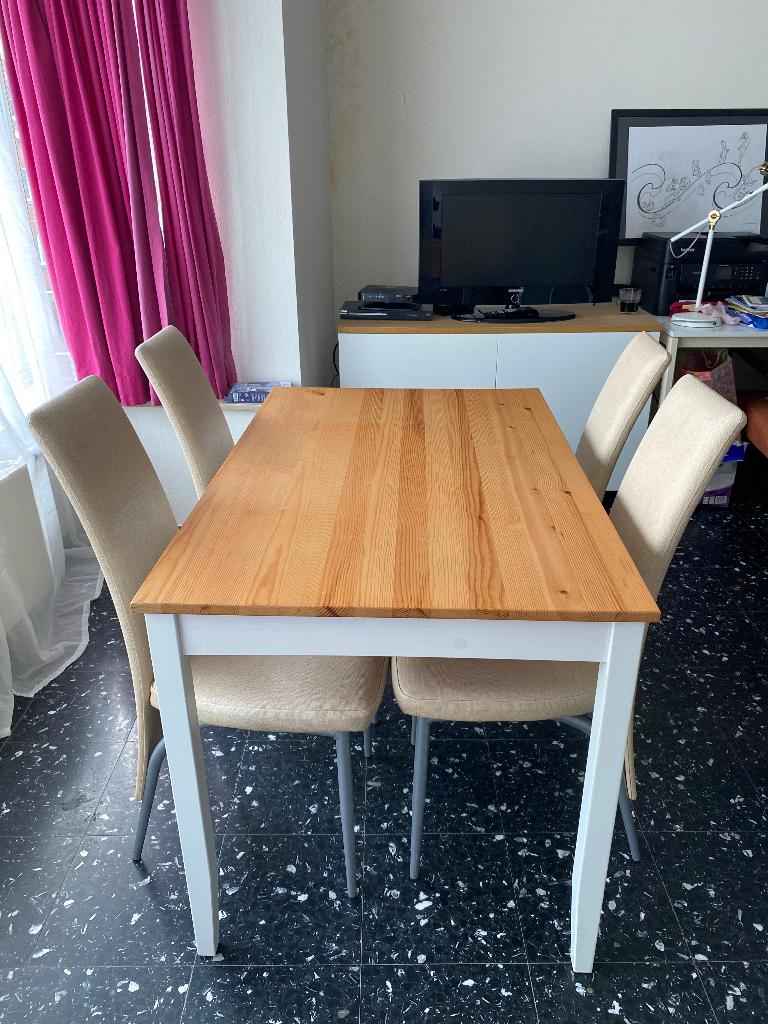 Table + 6 chaises, Huis en Inrichting, Tafels | Eettafels, Zo goed als nieuw, 50 tot 100 cm, 100 tot 150 cm, Vier personen, Rechthoekig