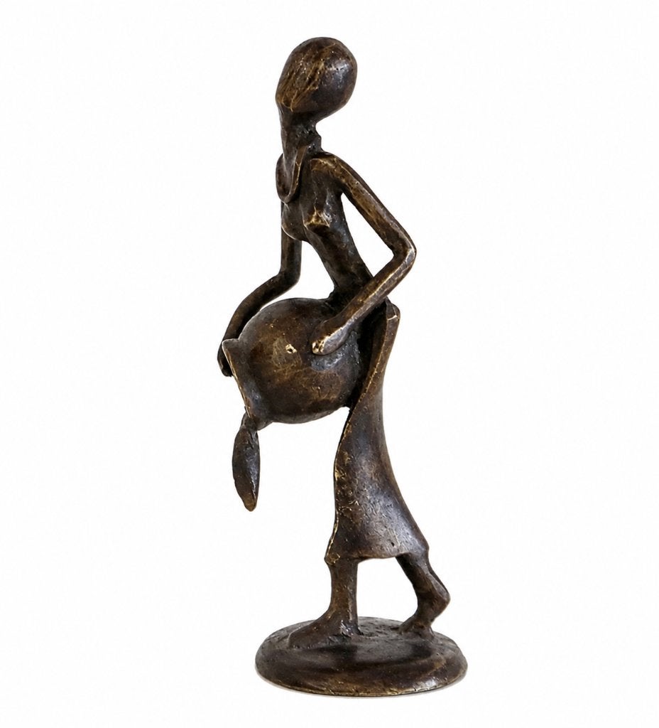 Bronzen beeldje Burkina Faso abstracte Afrikaanse vrouw, Antiek en Kunst, Ophalen of Verzenden