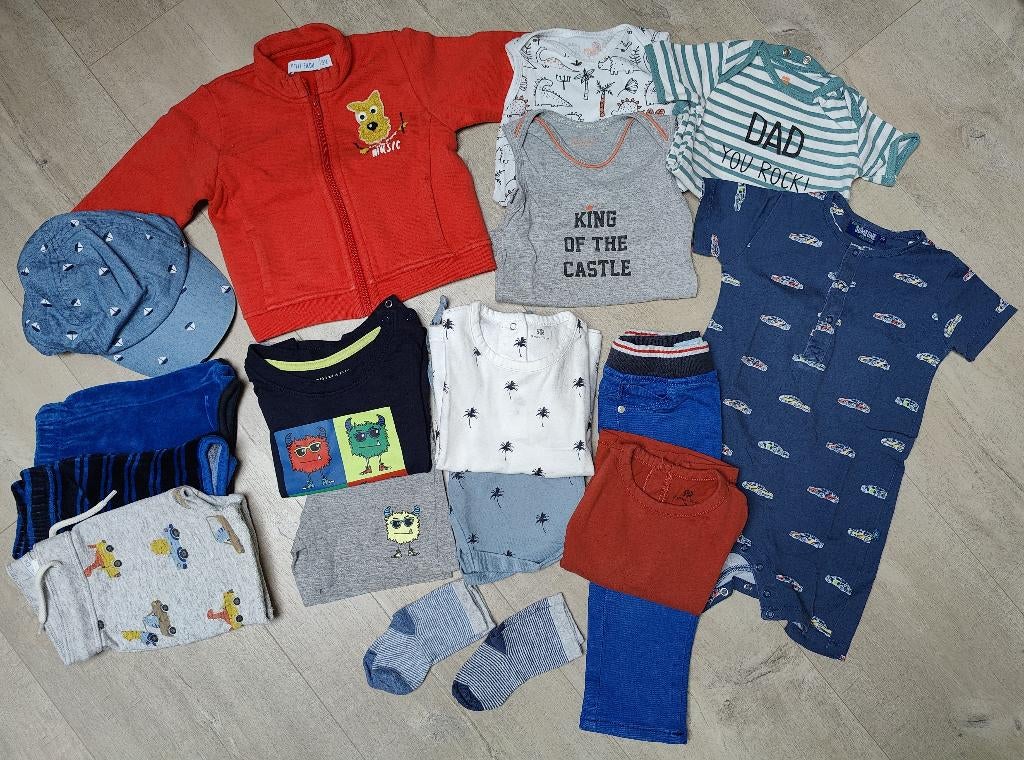 pakketje zomer jongen maat 74 - 15 stuks, Ophalen, Gebruikt, Jongetje, Setje