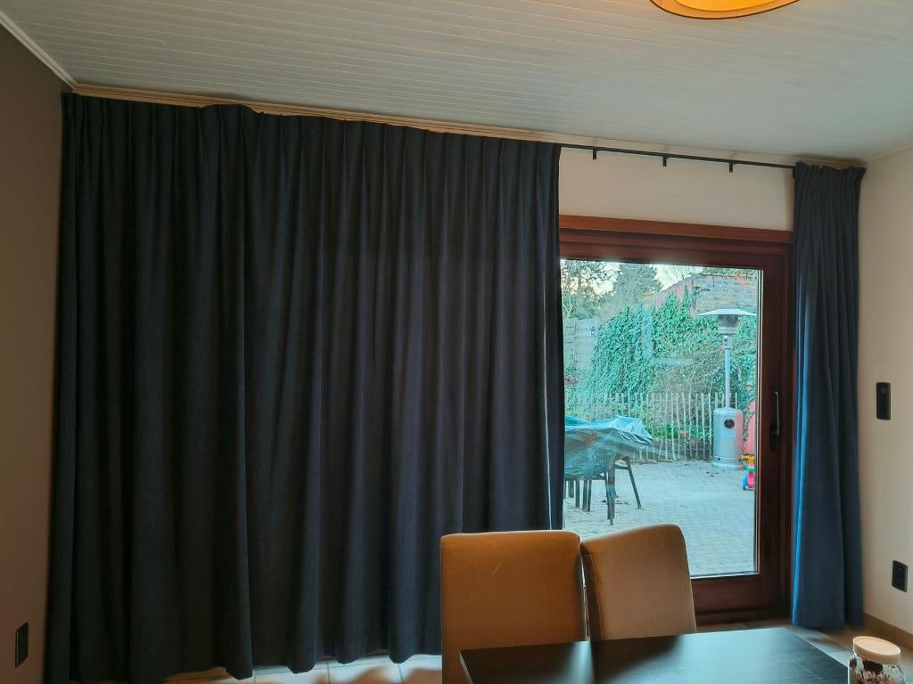 Set Heytens Gordijnen (Zenith Marine) incl. Zwarte Rails, Huis en Inrichting, Stoffering | Gordijnen en Lamellen, Ophalen, Zo goed als nieuw