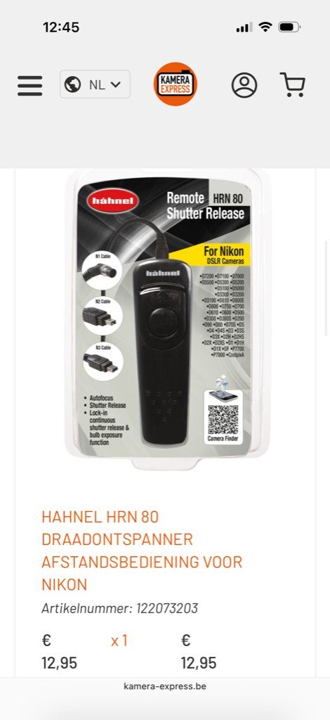 Hahnel Remote Shutter Release for Nikon, Ophalen of Verzenden, Zo goed als nieuw