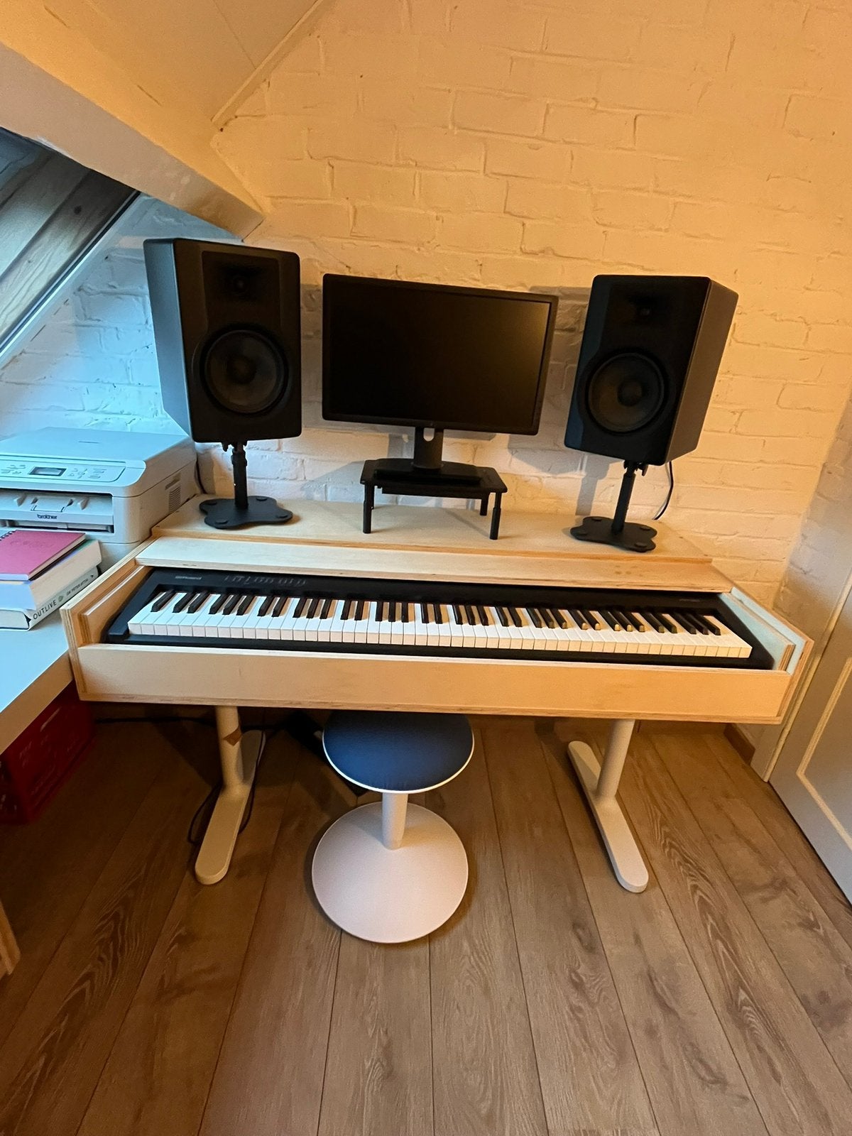 Bureau pianomeubel voor digitale piano en muziekstudio, Enlèvement, Utilisé, Autres types