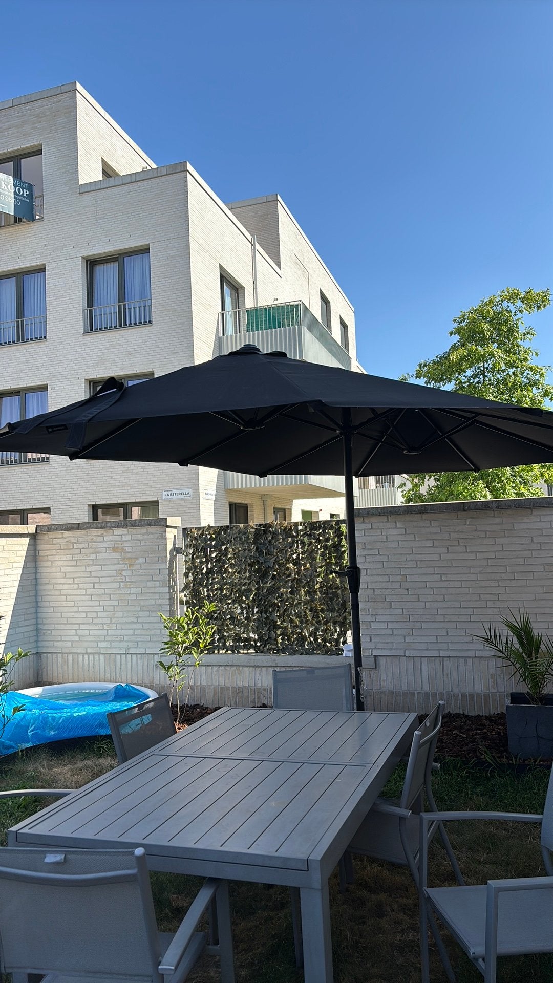 Grote parasol rechthoekig 3m op 2m, Tuin en Terras, Parasols, Zo goed als nieuw, Parasolvoet, Ophalen