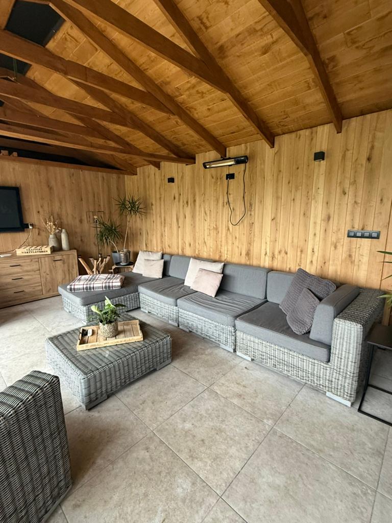 Lounge grijs rotan stijl voor buiten of binnen, Tuin en Terras, Ophalen, Zo goed als nieuw, Rotan