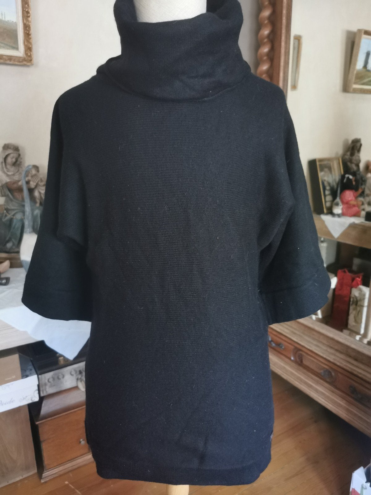 Magnifique pull d'hiver long noir signé 7AM, Taille 38/40 (M), Enlèvement ou Envoi, 7AM, Comme neuf