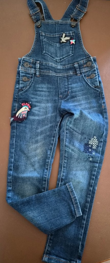 Salopette en jean fille CATIMINI 4 ans (104cm) - Oiseaux, Catimini, Autres types, Comme neuf, Enlèvement