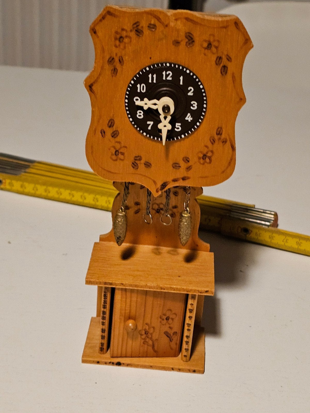 Dollhouse Wooden Vintage Working Grandfather Clock Handpaint, Ophalen of Verzenden