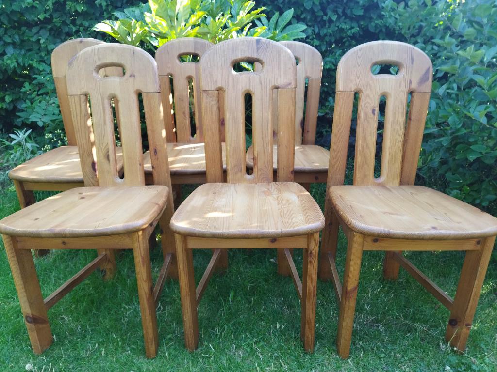 Chaises en bois massif, scandinave, vintage, Huis en Inrichting, Stoelen, Ophalen, Zo goed als nieuw, Scandinave, Vijf, Zes of meer stoelen