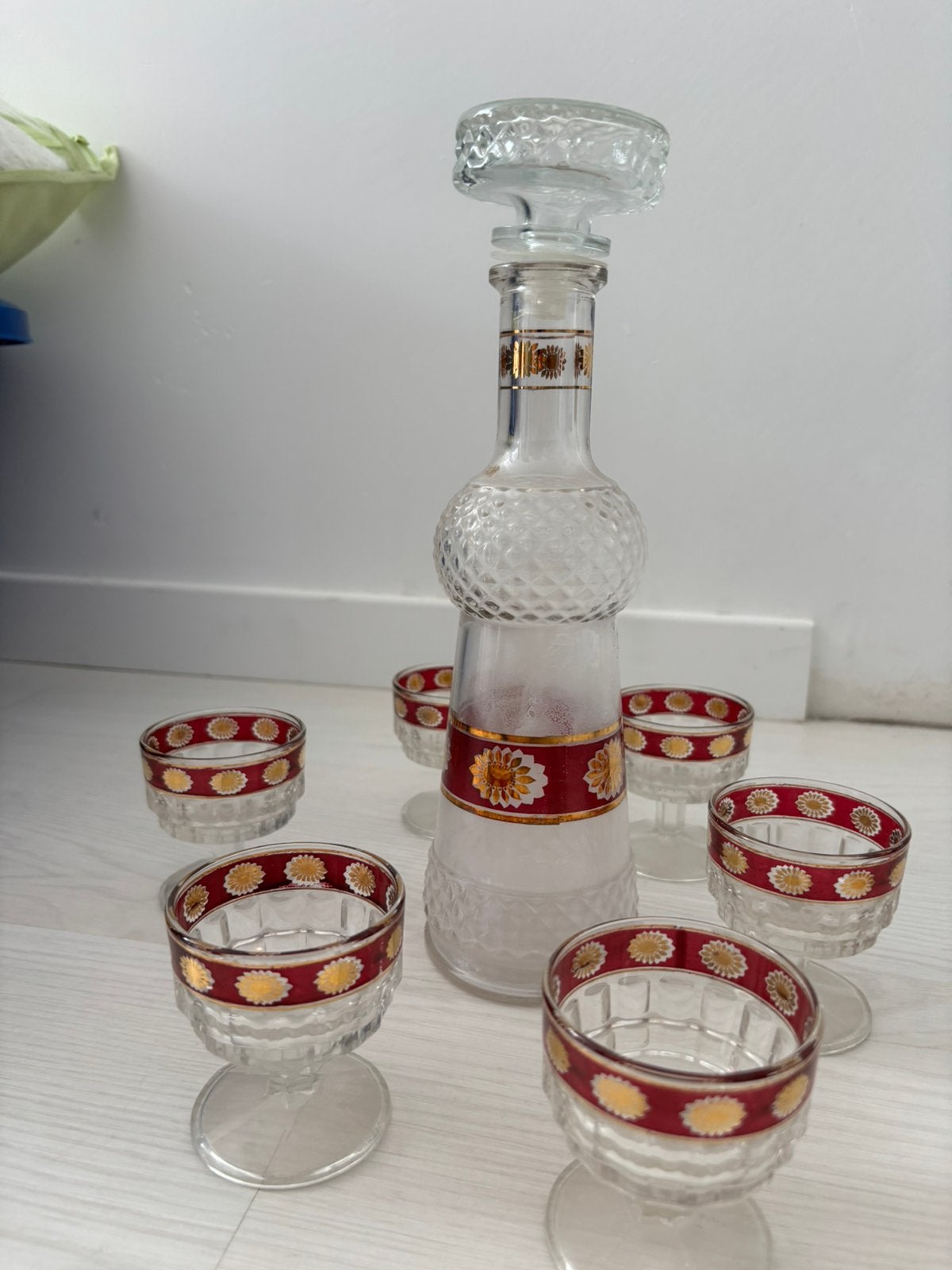 Carafe et 6 verres, Maison & Meubles, Verre ou Verres, Verre, Enlèvement, Utilisé