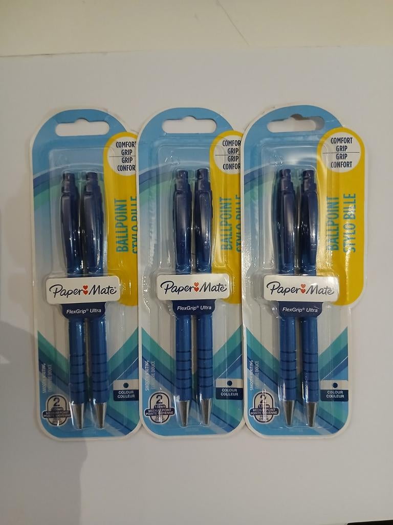 Lot 3x2 stylos bille Paper Mate neufs – écriture fluide, Divers, Ecriture, Enlèvement