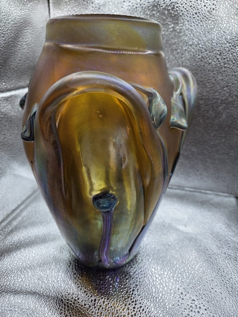 Zware iriserende kunstglazen vaas Jugendstil-stijl 5,8 kg, Antiek en Kunst, Ophalen