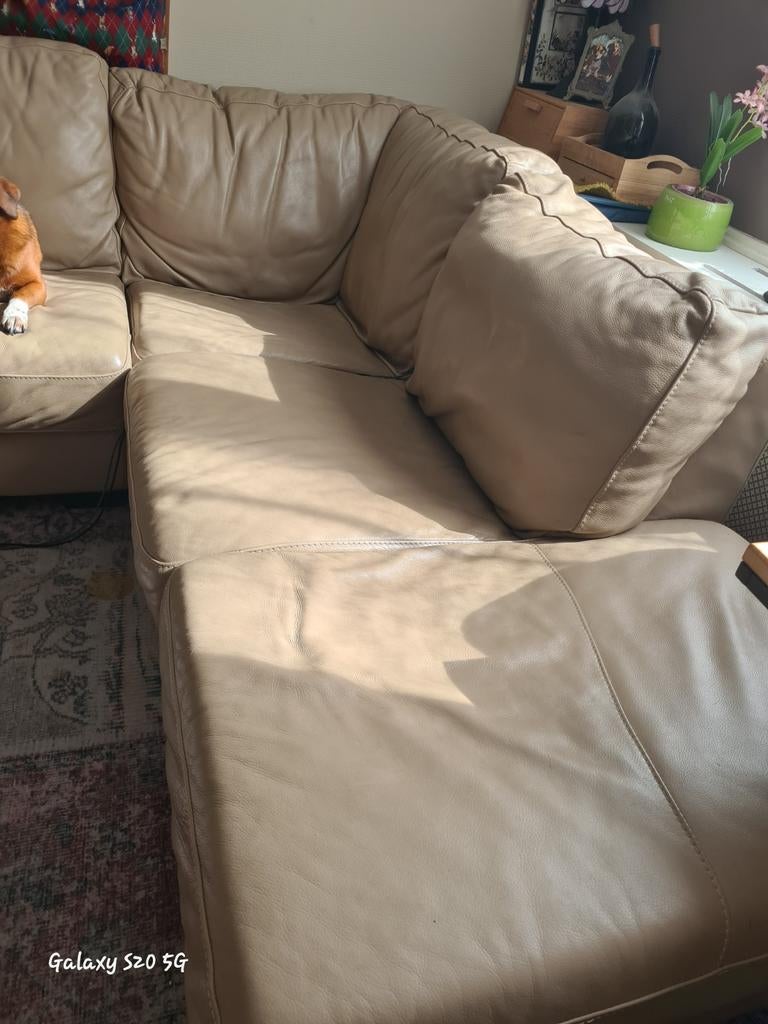 Beige lederen zetel, Ophalen