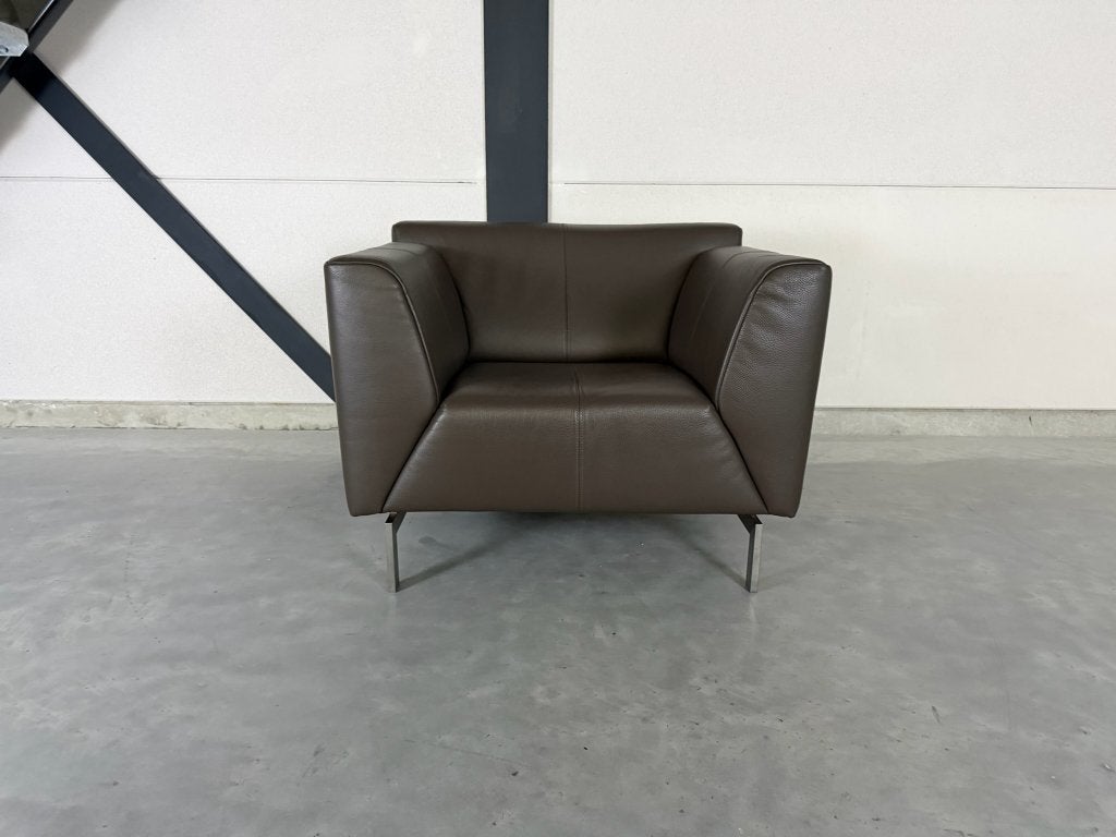 Fauteuil Rolf Benz Linea - cuir marron taupe, Maison & Meubles, Enlèvement, Leolux Montis Jori Artifort Pode, Cuir, 75 à 100 cm