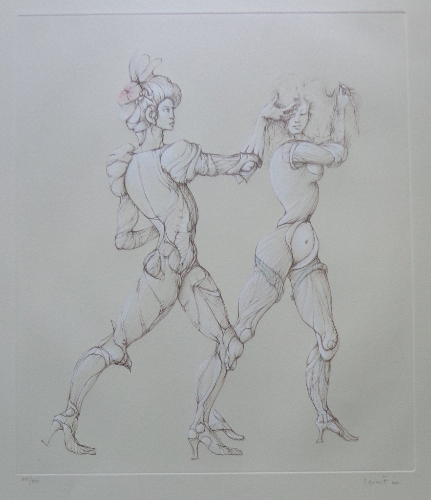 LEONOR FINI / KOPPEL FIGUREN / KLEURLITHO / 75x53cm / SIG, Gelimiteerde oplage, Ophalen of Verzenden, Personages en Fantasiefiguren