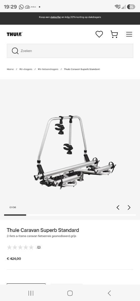 Thule fietsrek Superb, Ophalen, Zo goed als nieuw