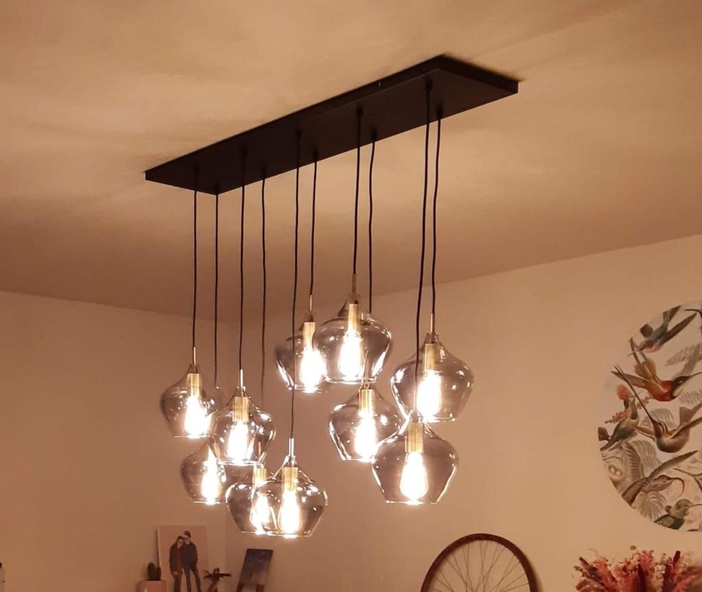 Rakel hanglamp 10L antique bronze, Ophalen, Zo goed als nieuw, Glas