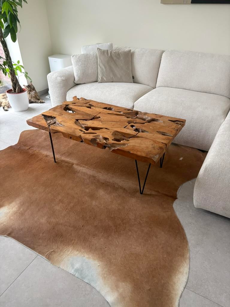 Table d'appoint designer+tapis en fourrure animale, Enlèvement, Comme neuf, Designer