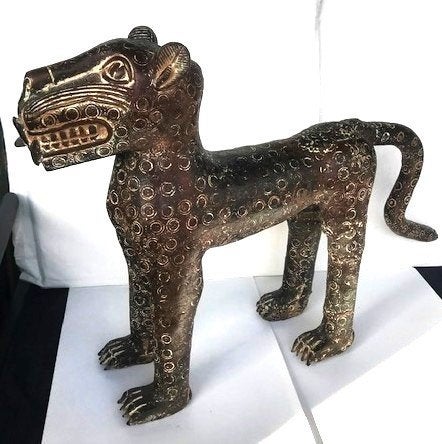 Antiek Luipaard Brons Afrika Benin L 60😍😎👌💑🎁🤗👌, Antiek en Kunst, Brutalistisch, 50 - 100 cm, Ophalen of Verzenden, Brons