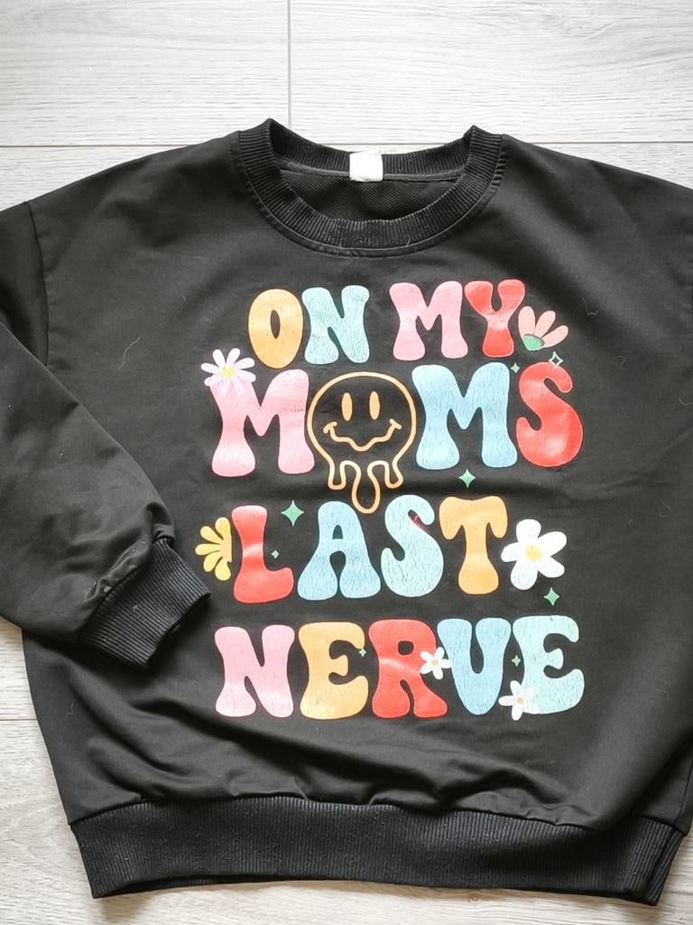 Sweat noir ""On My Mom's Last Nerve ", Sans marque, Trui of Vest, Ophalen of Verzenden, Zo goed als nieuw