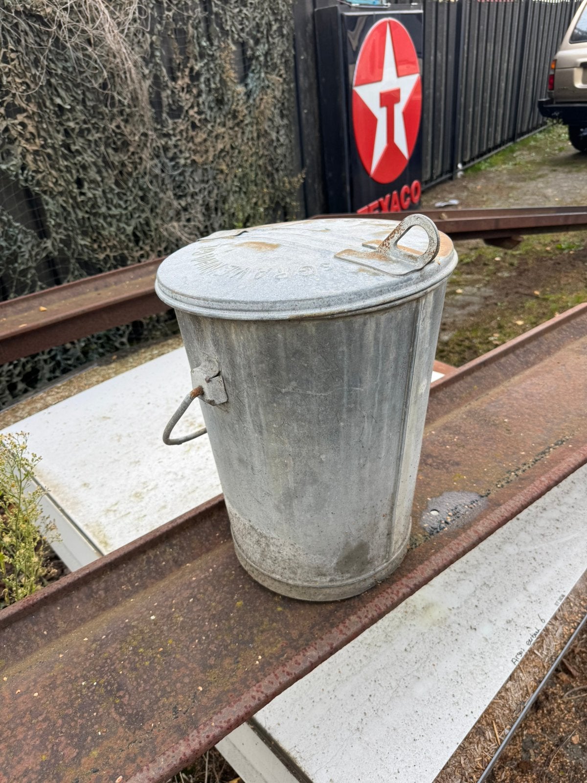Oude vuilinsbak / 6 X / Prullenbak zink, Ophalen, 50 – 75, Gebruikt, .