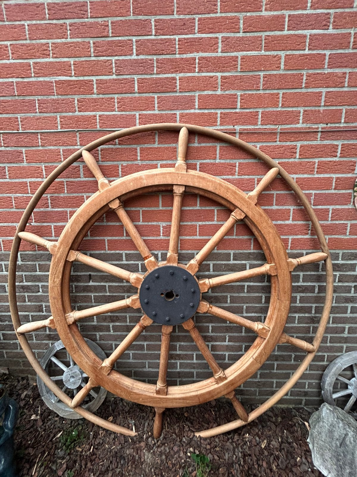Authentiek houten scheepsstuur / scheepswiel – 168 cm, Watersport en Boten, Bootonderdelen, Ophalen, Gebruikt, Overige typen