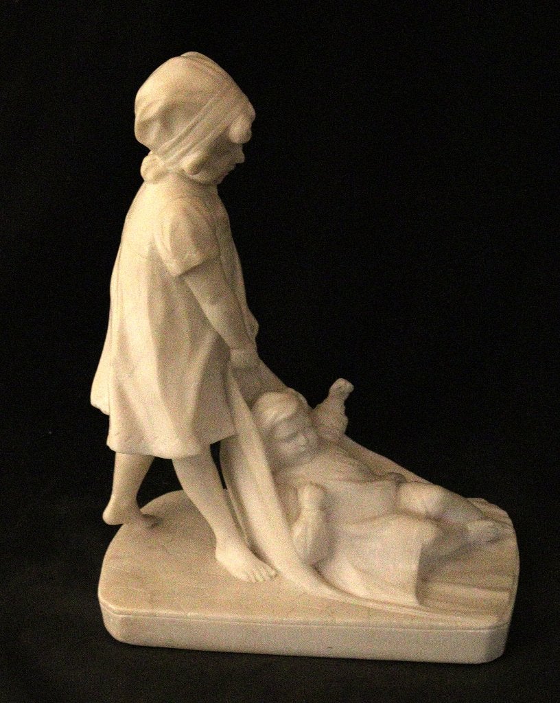 Statue Art Déco de filles jouant, Antiquités & Art, Enlèvement ou Envoi, Art deco, Statue