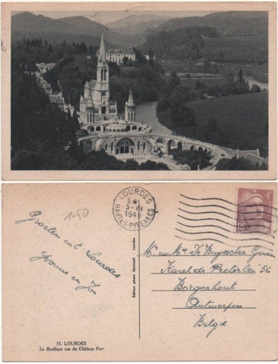 LOURDES, Verzamelen, Postkaarten | Themakaarten, Ophalen of Verzenden, Gelopen