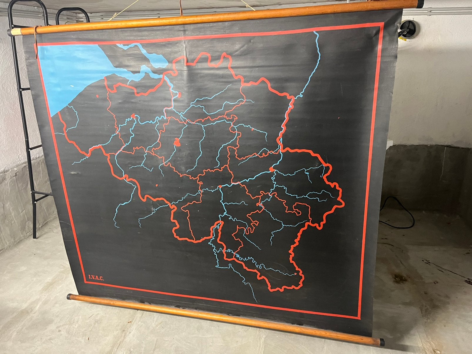 Wandplaat blinde kaart België (2x), Antiek en Kunst, Ophalen