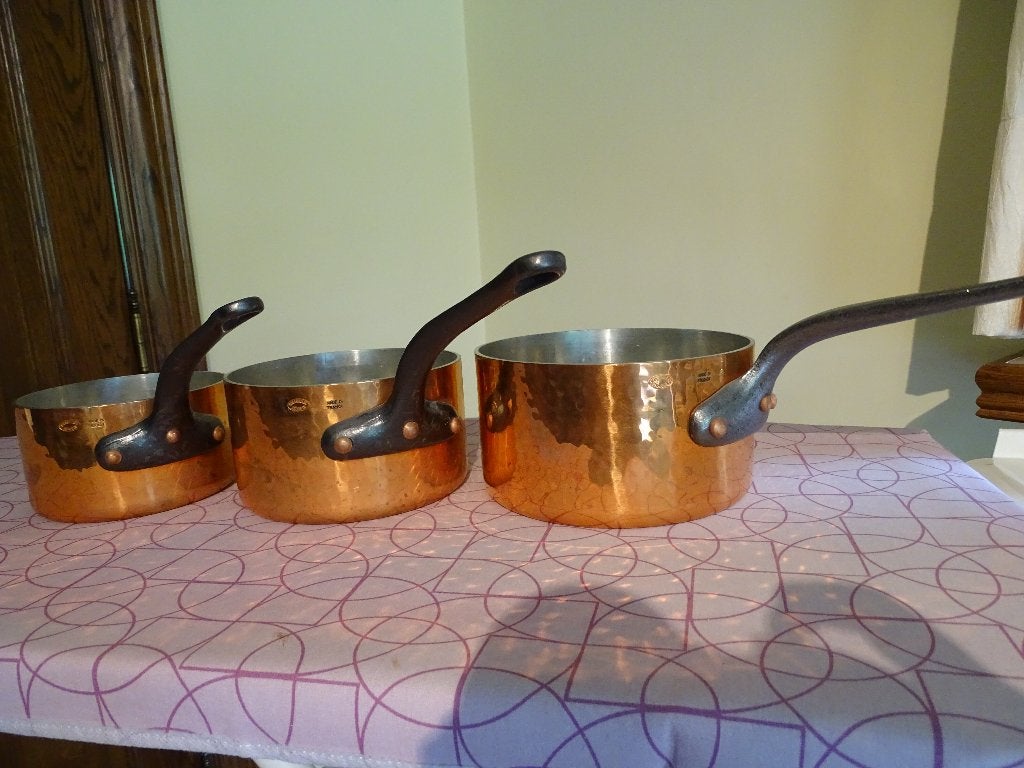 3 Nieuwe koperen steelpannen., Ophalen, Nieuw, Koper