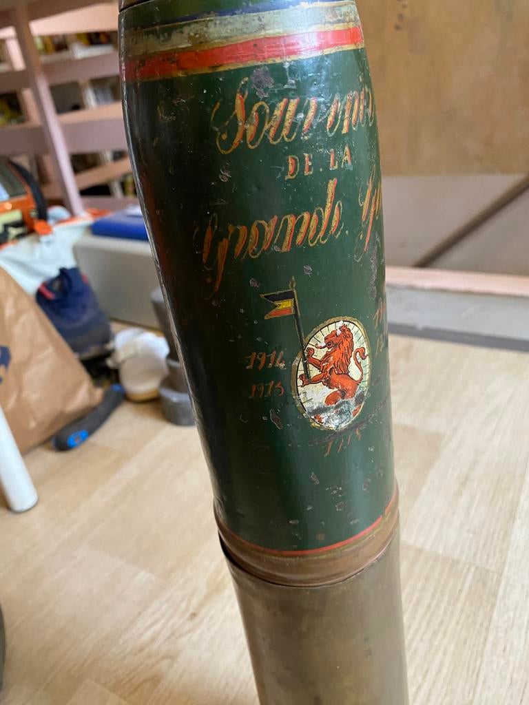Obus 75mm trench art WW1, Verzamelen, Ophalen of Verzenden, Landmacht, Hulzen of Bodemvondsten