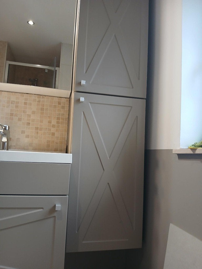 Meuble salle de bains avec eviers et miroir, 100 à 150 cm, Utilisé, Autres types, 50 à 75 cm