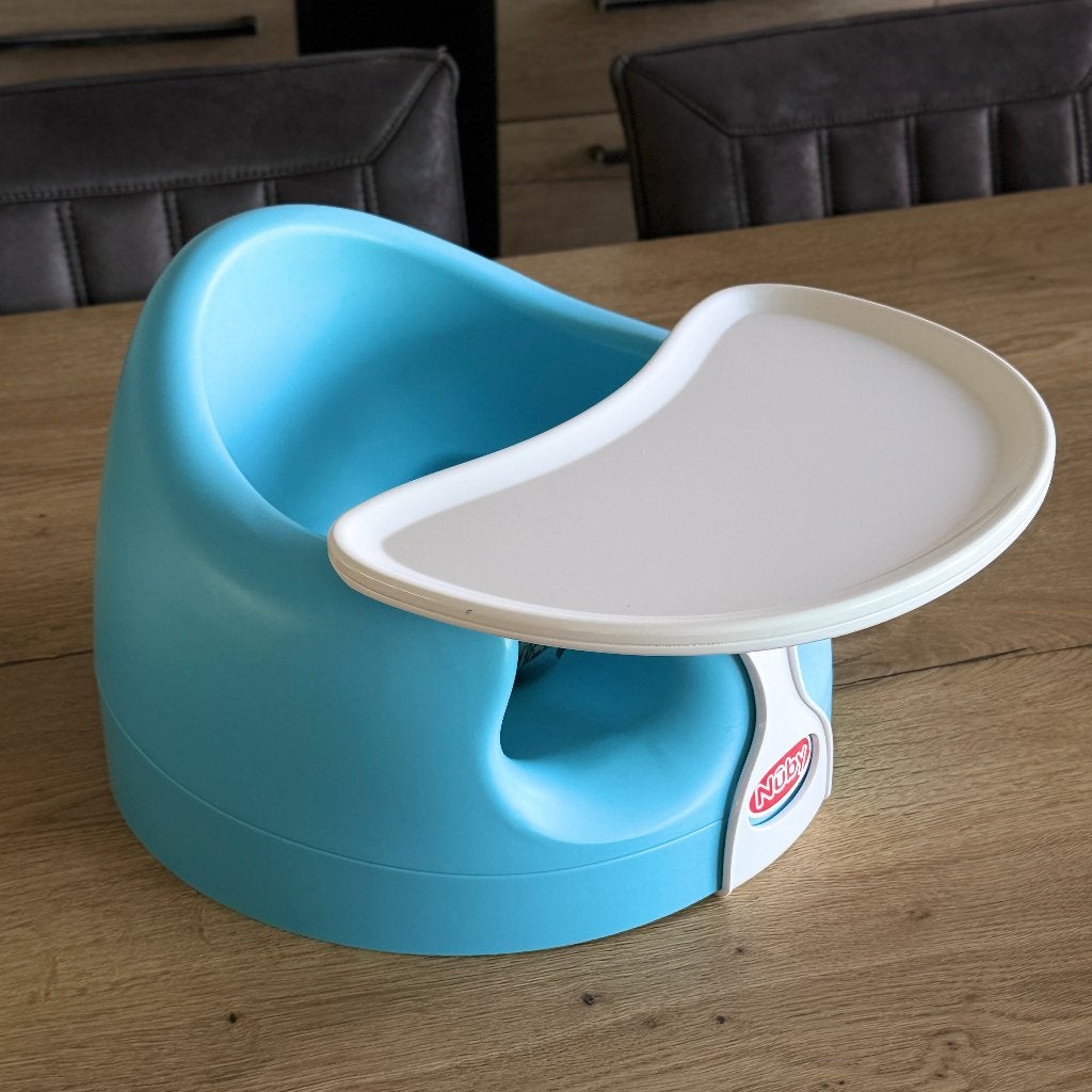 Nuby Floor Seat babyzitje mét eetblad, lichtblauw, Ophalen, Gebruikt, Overige typen, Afneembaar eetblad