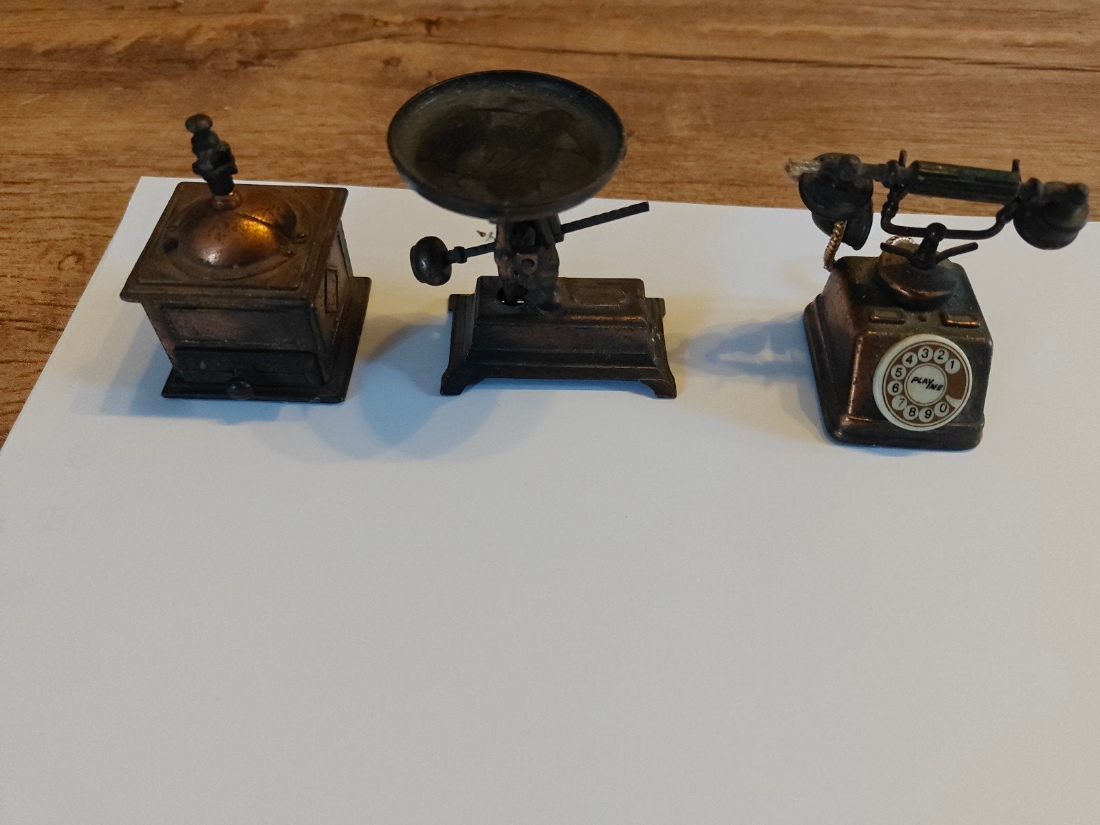 Set van 3 vintage metalen potloodslijpers – oude miniaturen, Ophalen of Verzenden