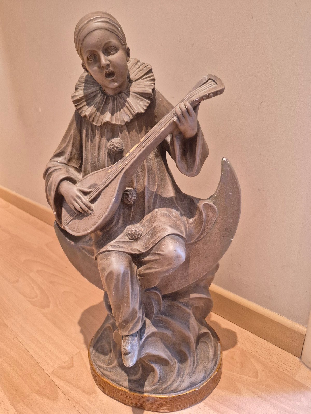 Pietro Balestra grande statue figurine Pierrot plâtre, signé, Enlèvement