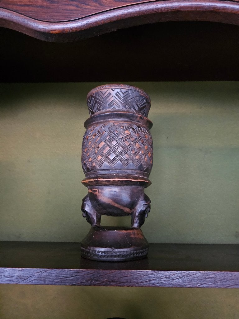 vaas uit kongo, Afrique, Brun, Bois, 35 cm