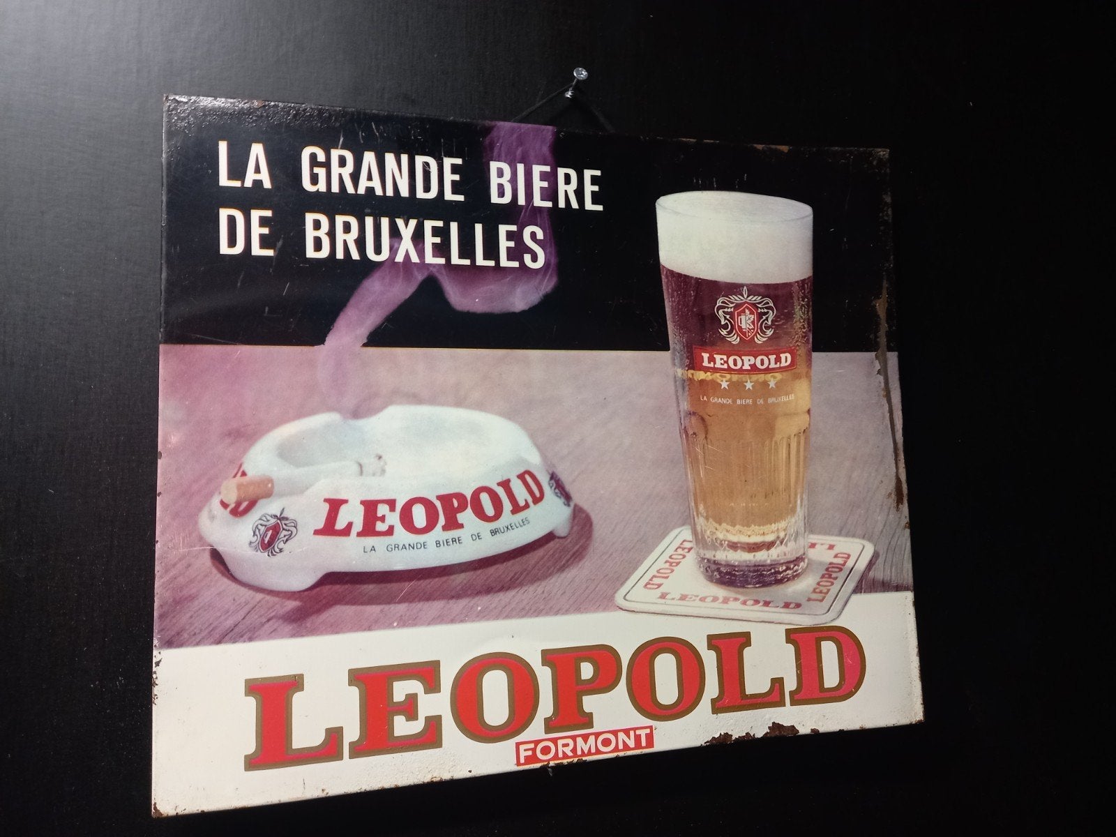 metalen bordje leopold, Verzamelen, Ophalen, Gebruikt, Reclamebord