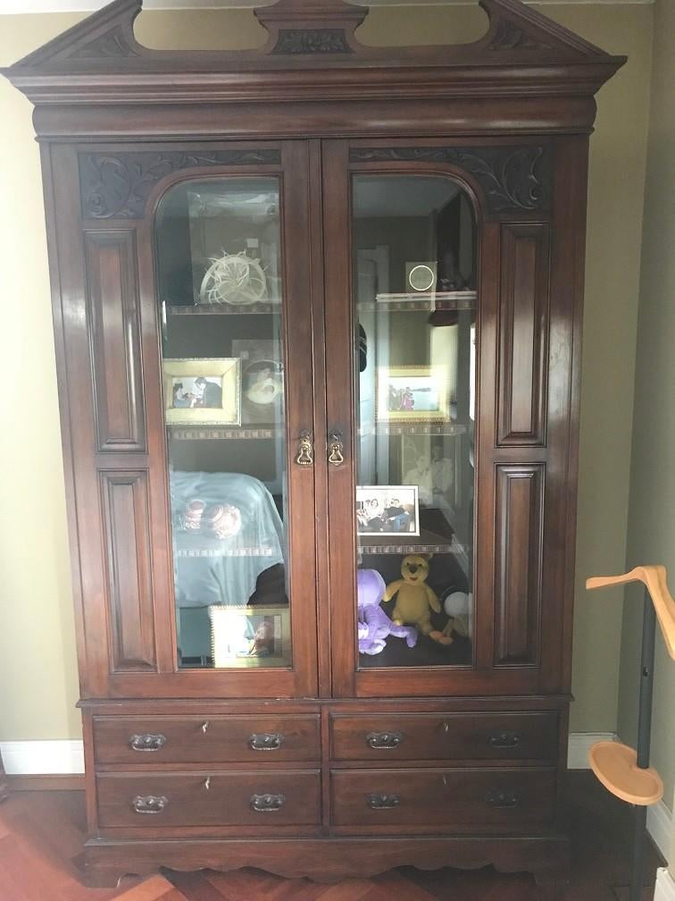 ANTIEK mahonie kast vitrinekast servieskast Engelse wardrobe, Antiek en Kunst, Ophalen