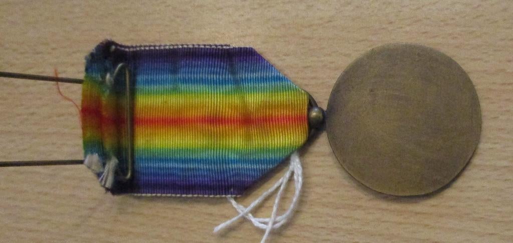 Médaille interalliée uniface, Enlèvement ou Envoi, Armée de terre, Ruban, Médaille ou Ailes